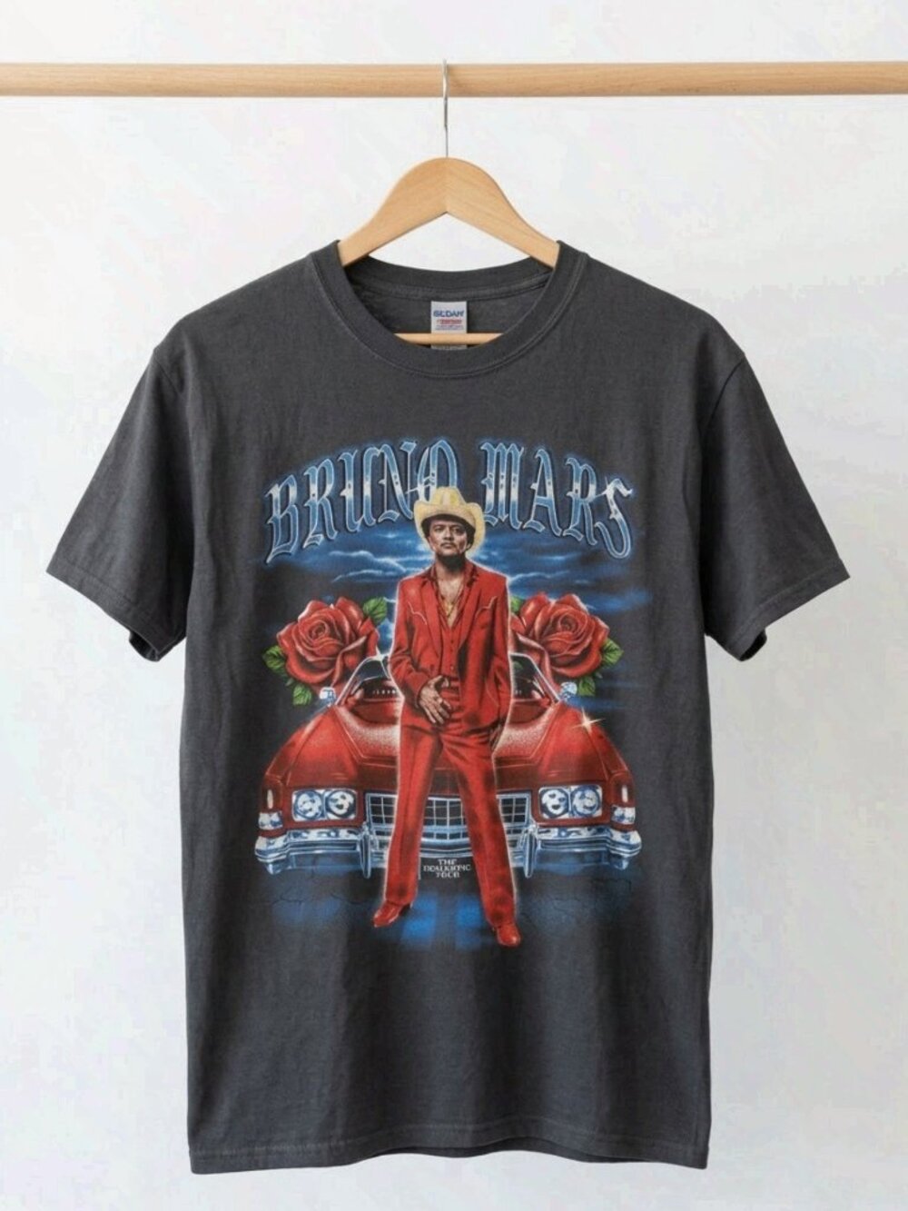Bruno Mars The Romantic Tour Vintage Graphic Black T-Shirt Reprint